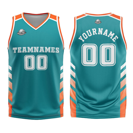 Benutzerdefinierter Cyan Orange Basketball Jersey Uniform Anzug gedruckt Ihr Logo Name Nummer