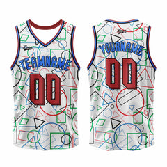 Benutzerdefinierter Weiß Rot Basketball Jersey Uniform Anzug gedruckt Ihr Logo Name Nummer