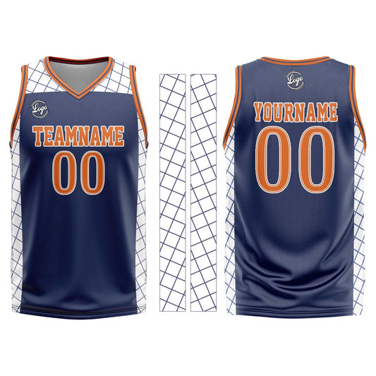 Benutzerdefinierter Marine Orange Basketball Jersey Uniform Anzug gedruckt Ihr Logo Name Nummer