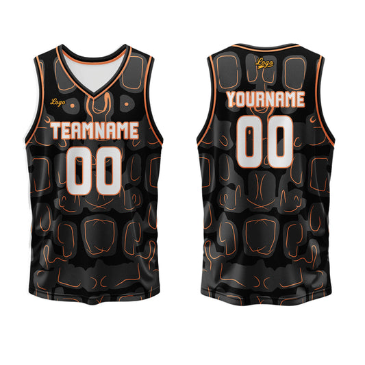 Benutzerdefinierter Schwarz orange Basketball Jersey Uniform Anzug gedruckt Ihr Logo Name Nummer