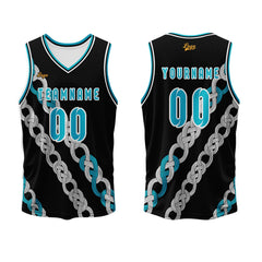 Benutzerdefinierter Schwarz Blau Basketball Jersey Uniform Anzug gedruckt Ihr Logo Name Nummer