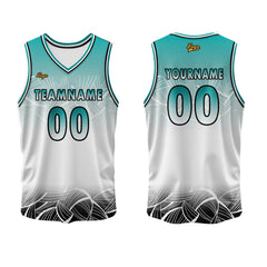Benutzerdefinierter Blau Weiß Basketball Jersey Uniform Anzug gedruckt Ihr Logo Name Nummer