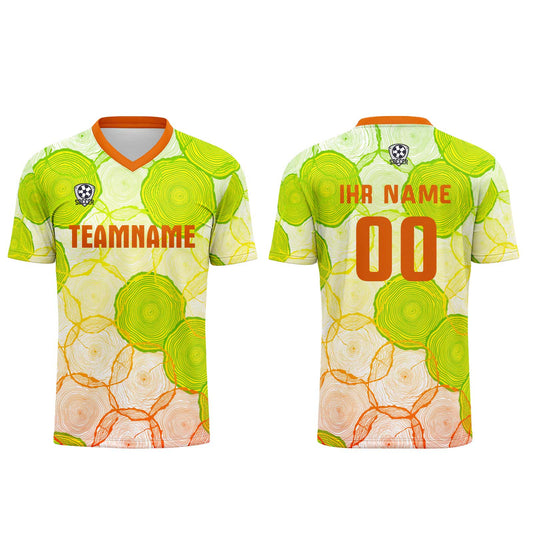 Benutzerdefinierte Grün Orange Gradient Trikots für Männer Frauen Personalisierte Fußball Uniformen für Erwachsene und Kind