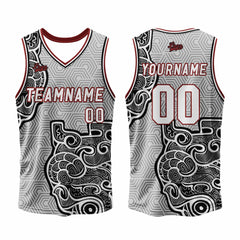 Benutzerdefinierter Grau Schwarz Basketball Jersey Uniform Anzug gedruckt Ihr Logo Name Nummer