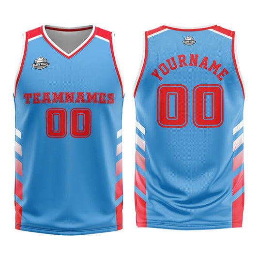 Benutzerdefinierter Blau Rot Basketball Jersey Uniform Anzug gedruckt Ihr Logo Name Nummer