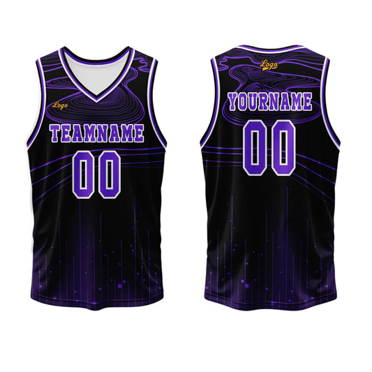 Benutzerdefinierter Lila Basketball Jersey Uniform Anzug gedruckt Ihr Logo Name Nummer