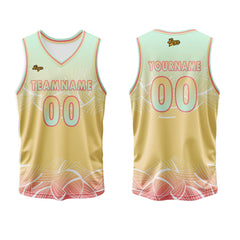 Benutzerdefinierter Grün Gelb Basketball Jersey Uniform Anzug gedruckt Ihr Logo Name Nummer