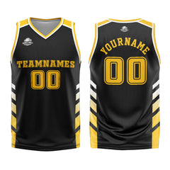Benutzerdefinierter Schwarz Gelb Basketball Jersey Uniform Anzug gedruckt Ihr Logo Name Nummer