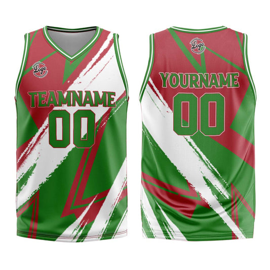 Benutzerdefinierter Rot Grün Basketball Jersey Uniform Anzug gedruckt Ihr Logo Name Nummer