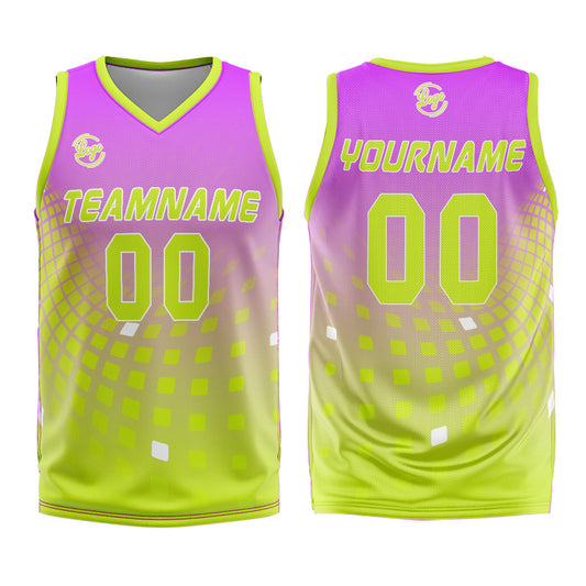 Benutzerdefinierter Licht Lila Grün Basketball Jersey Uniform Anzug gedruckt Ihr Logo Name Nummer
