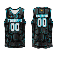 Benutzerdefinierter Schwarz Blau Basketball Jersey Uniform Anzug gedruckt Ihr Logo Name Nummer