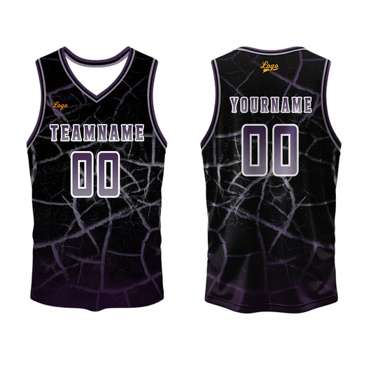 Benutzerdefinierter Grau Violett Basketball Jersey Uniform Anzug gedruckt Ihr Logo Name Nummer
