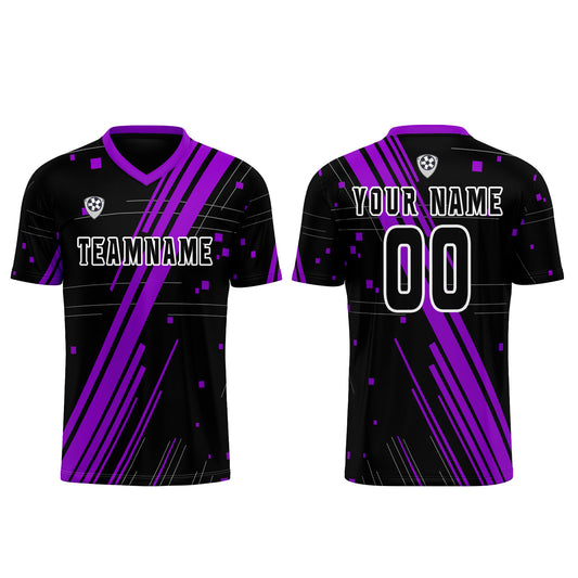 Benutzerdefinierte Schwarz Lila Trikots für Männer Frauen Personalisierte Fußball Uniformen für Erwachsene und Kind