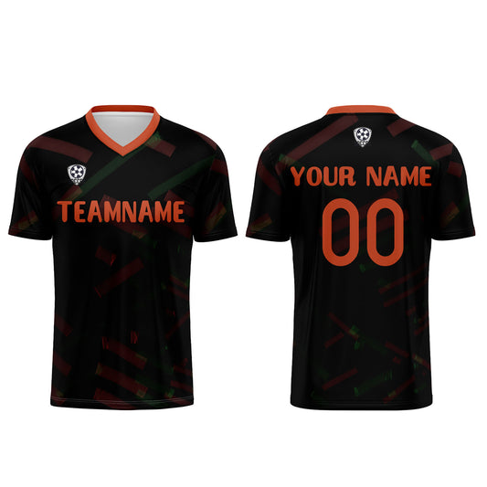 Benutzerdefinierte Schwarz Orange Rot Fußball Trikots für Männer Frauen Personalisierte Fußball Uniformen für Erwachsene und Kind