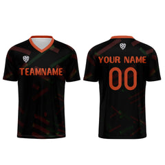Benutzerdefinierte Schwarz Orange Rot Fußball Trikots für Männer Frauen Personalisierte Fußball Uniformen für Erwachsene und Kind