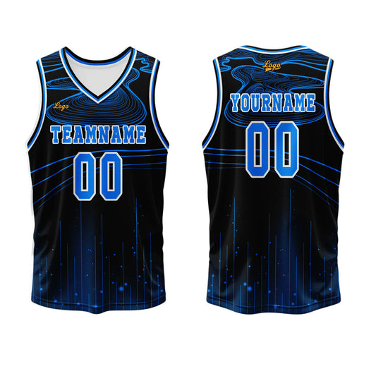 Benutzerdefinierter Blau Basketball Jersey Uniform Anzug gedruckt Ihr Logo Name Nummer