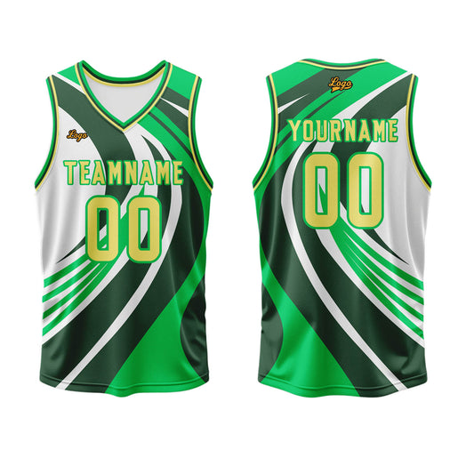 Benutzerdefinierter Grün Gelb Basketball Jersey Uniform Anzug gedruckt Ihr Logo Name Nummer