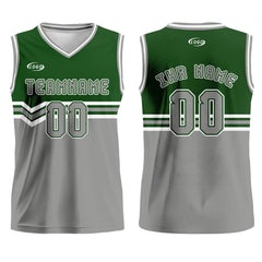 Benutzerdefinierter Grasgrün Grau Weiß Basketball Jersey Uniform Anzug gedruckt Ihr Logo Name Nummer