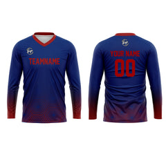 Kundenspezifisches Rot Dunkelblau Basketball Fußball Schießen langes T-Shirt für Erwachsene und Kinder