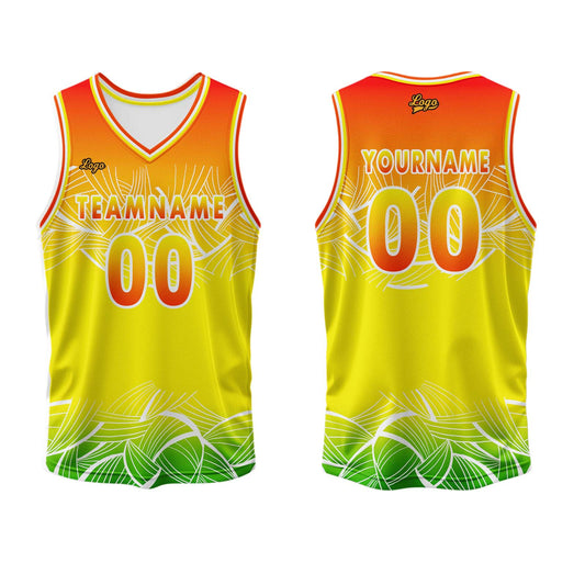 Benutzerdefinierter Orange Gelb Basketball Jersey Uniform Anzug gedruckt Ihr Logo Name Nummer