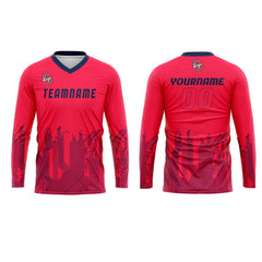 Kundenspezifisches Rose Rot Dunkelblau Basketball Fußball Schießen langes T-Shirt für Erwachsene und Kinder