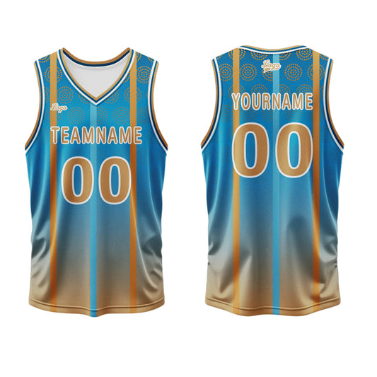 Benutzerdefinierter Blau Braun Basketball Jersey Uniform Anzug gedruckt Ihr Logo Name Nummer