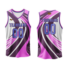Benutzerdefinierter Rosa Lila Basketball Jersey Uniform Anzug gedruckt Ihr Logo Name Nummer