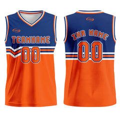 Benutzerdefinierter Blau Orange Weiß Basketball Jersey Uniform Anzug gedruckt Ihr Logo Name Nummer