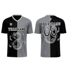 Benutzerdefinierte Schwarz Grau Trikots für Männer Frauen Personalisierte Fußball Uniformen für Erwachsene und Kind