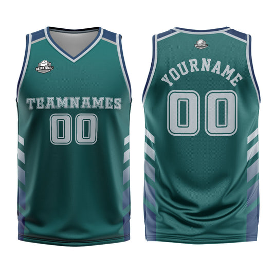 Benutzerdefinierter Grün Blau Basketball Jersey Uniform Anzug gedruckt Ihr Logo Name Nummer