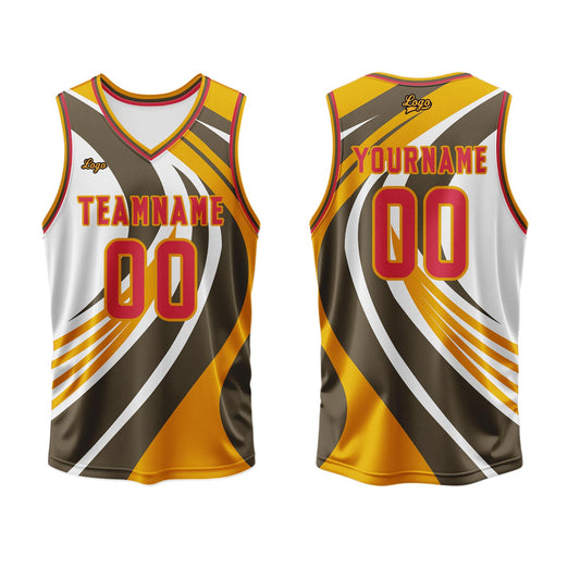 Benutzerdefinierter Gelb Orange Basketball Jersey Uniform Anzug gedruckt Ihr Logo Name Nummer