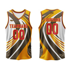 Benutzerdefinierter Gelb Orange Basketball Jersey Uniform Anzug gedruckt Ihr Logo Name Nummer