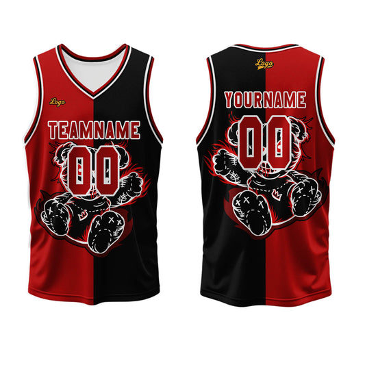 Benutzerdefinierter Rot Schwarz Basketball Jersey Uniform Anzug gedruckt Ihr Logo Name Nummer