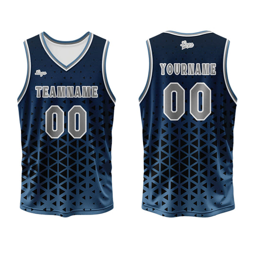 Benutzerdefinierter Blau Grau Basketball Jersey Uniform Anzug gedruckt Ihr Logo Name Nummer
