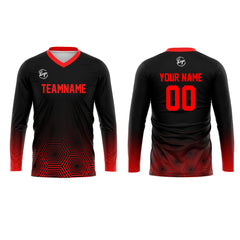 Kundenspezifisches Schwarz Rot Basketball Fußball Schießen langes T-Shirt für Erwachsene und Kinder