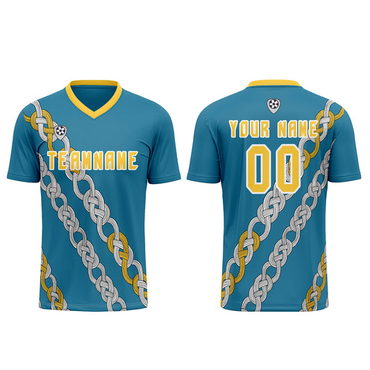 Benutzerdefinierte Blau Gelb Trikots für Männer Frauen Personalisierte Fußball Uniformen für Erwachsene und Kind