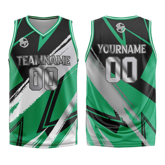 Benutzerdefinierter Schwarz Grün Grau Basketball Jersey Uniform Anzug gedruckt Ihr Logo Name Nummer