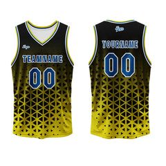 Benutzerdefinierter Gelb Blau Basketball Jersey Uniform Anzug gedruckt Ihr Logo Name Nummer