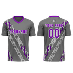 Benutzerdefinierte Grau Violett Trikots für Männer Frauen Personalisierte Fußball Uniformen für Erwachsene und Kind