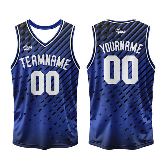 Benutzerdefinierter Blau Basketball Jersey Uniform Anzug gedruckt Ihr Logo Name Nummer
