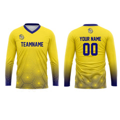 Kundenspezifisches Gelb Dunkelblau Basketball Fußball Schießen langes T-Shirt für Erwachsene und Kinder