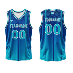 Benutzerdefinierter Blau Basketball Jersey Uniform Anzug gedruckt Ihr Logo Name Nummer