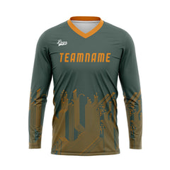 Kundenspezifisches Grün Orange Basketball Fußball Schießen langes T-Shirt für Erwachsene und Kinder