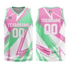 Benutzerdefinierter Rosa Grün Basketball Jersey Uniform Anzug gedruckt Ihr Logo Name Nummer