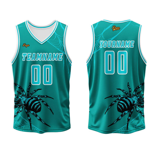 Benutzerdefinierter Blau Grün Basketball Jersey Uniform Anzug gedruckt Ihr Logo Name Nummer