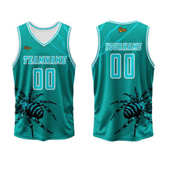 Benutzerdefinierter Blau Grün Basketball Jersey Uniform Anzug gedruckt Ihr Logo Name Nummer