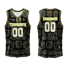 Benutzerdefinierter Schwarz Gelb Basketball Jersey Uniform Anzug gedruckt Ihr Logo Name Nummer