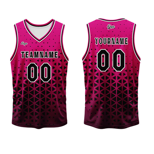 Benutzerdefinierter Rosa Schwarz Basketball Jersey Uniform Anzug gedruckt Ihr Logo Name Nummer