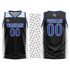 Benutzerdefinierter Schwarz Blau Basketball Jersey Uniform Anzug gedruckt Ihr Logo Name Nummer