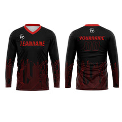 Kundenspezifisches Schwarz Rot Basketball Fußball Schießen langes T-Shirt für Erwachsene und Kinder